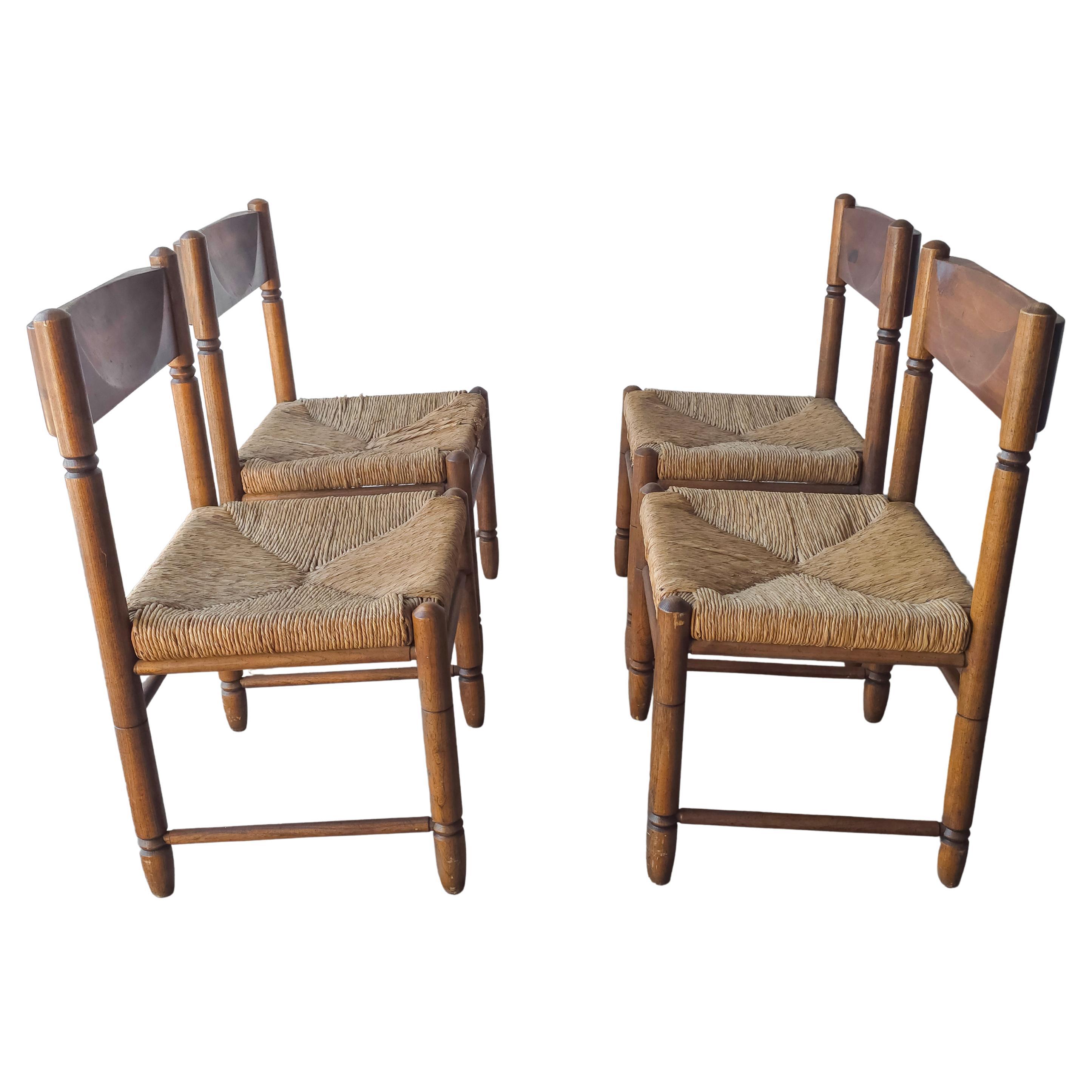 Vintage French Style Rush Seat Esszimmerstühle - Satz von 4