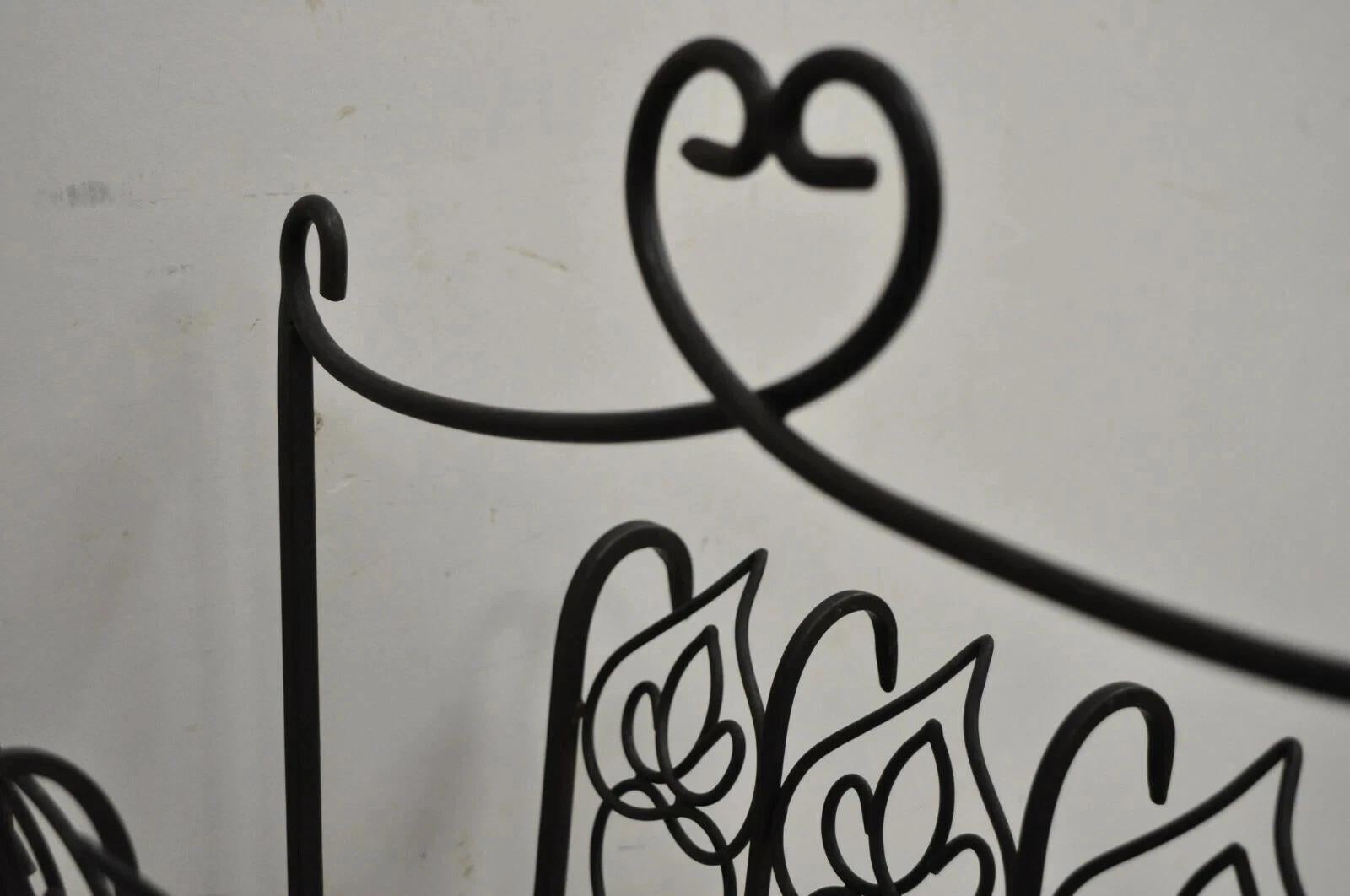 Unknown Vintage French Style Scrolling Wrought Iron Magazine Rack Stand with Heart For Sale