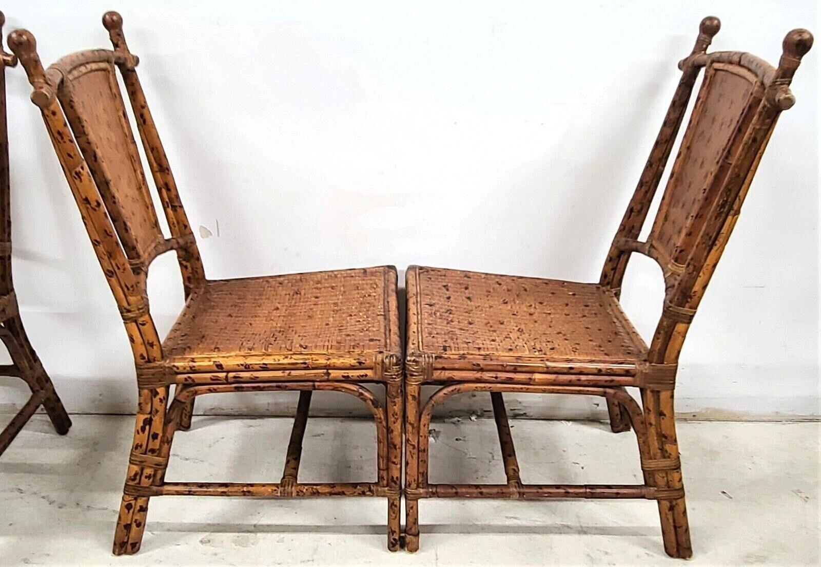 Vintage French Style Tortoise Bamboo Rattan Wicker Dining Chairs, Set of 6 In Good Condition In Lake Worth, FL