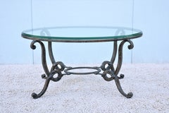 Vintage French Style Wrought Iron and Glass Oval Coffee Table