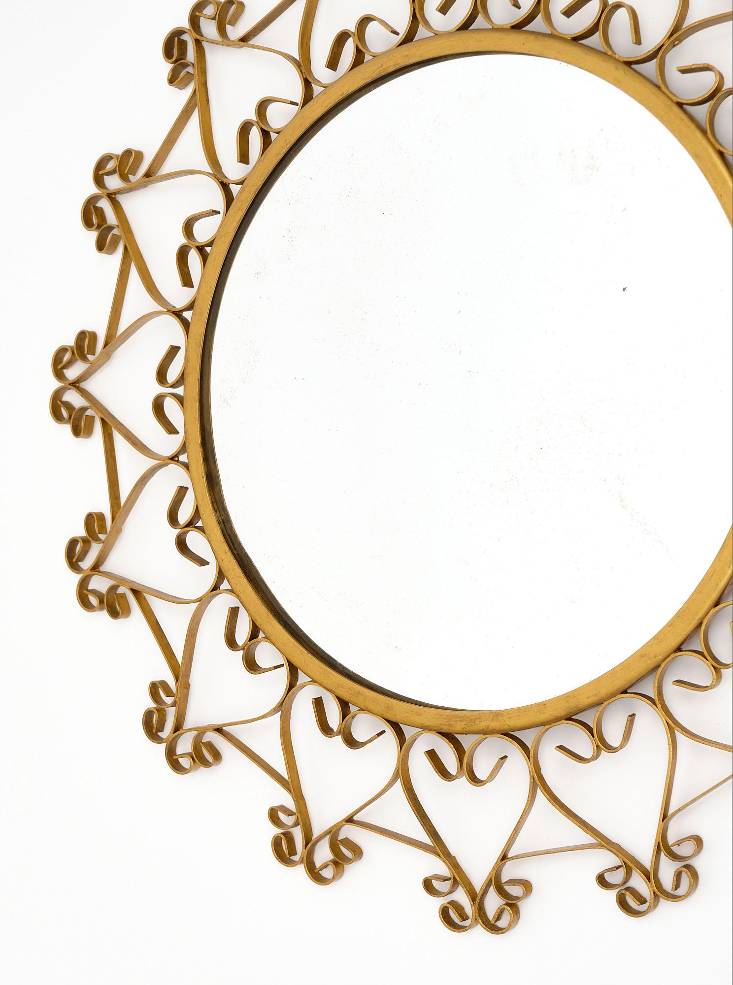 Vintage French Sunburst Mirror In Good Condition In Austin, TX