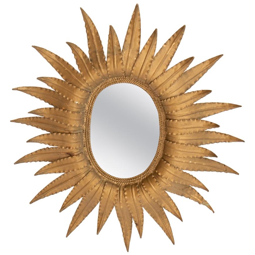 Vintage French Sunflower Mirror, c.1930 For Sale