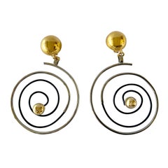 Vintage French Swirl Mod Opt Art Statement Earrings