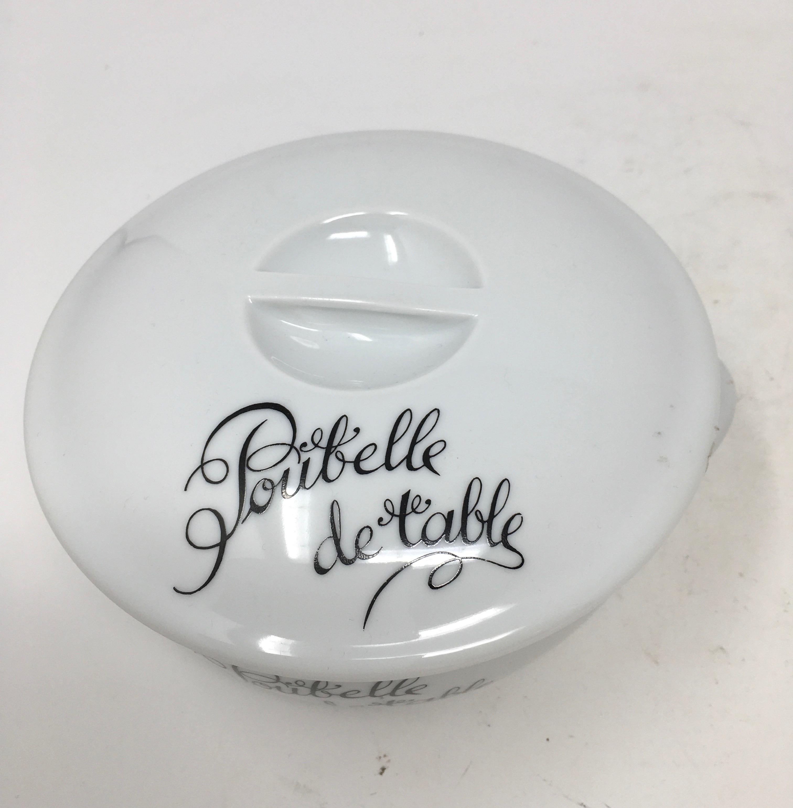 Found in the South of France, this French table bin (Poubelle de table) is fully hallmarked on the underside. Very practical and stylish for meals to discreetly discard waste while dining at the table. The perfect example of French craftsmanship,