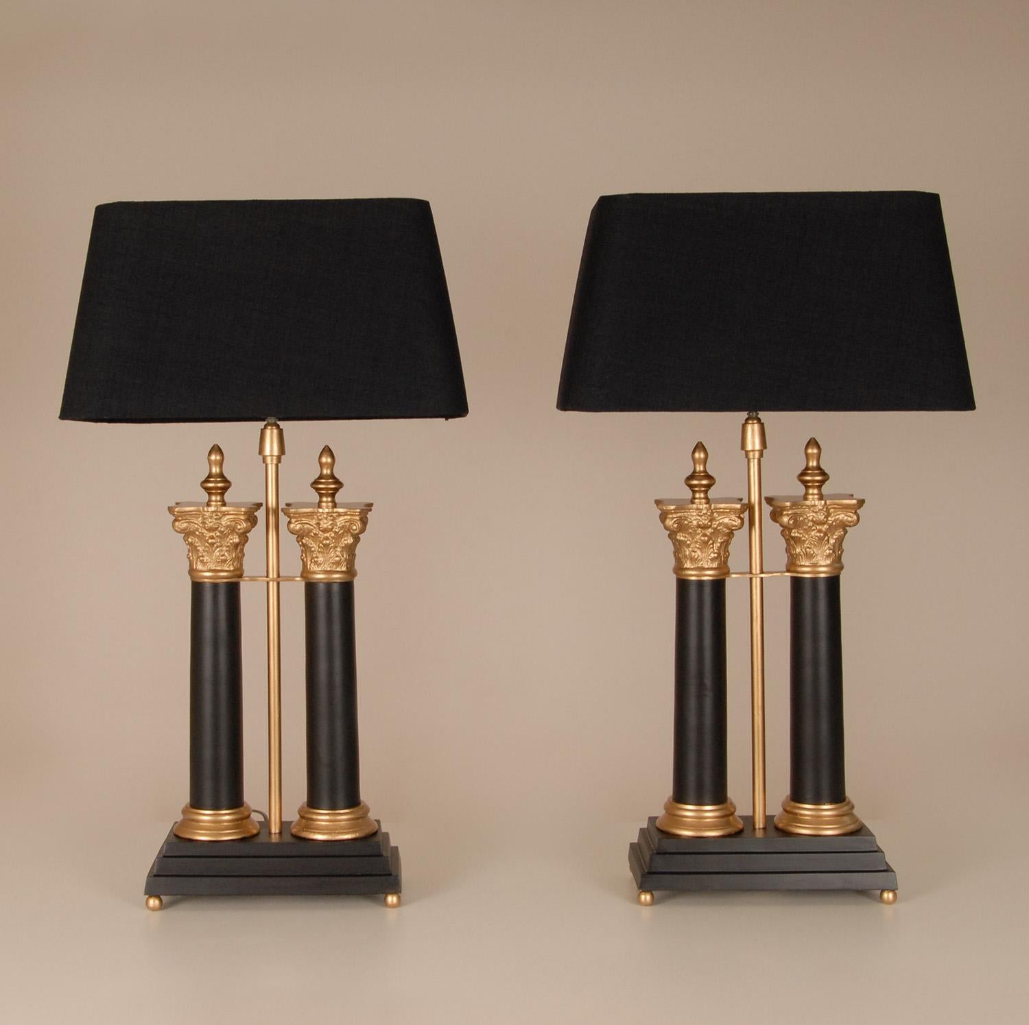 Vintage French Table Lamps Napoleonic Empire Lamps Black and Gold a Pair 6