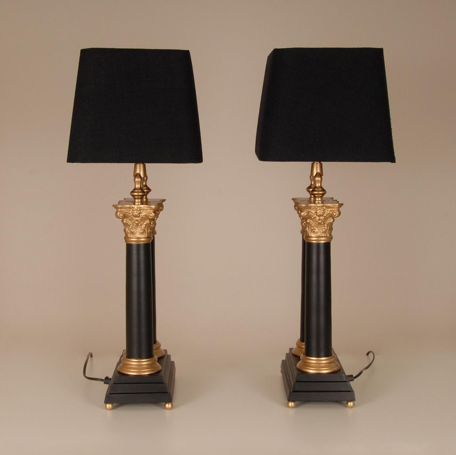 Vintage French Table Lamps Napoleonic Empire Lamps Black and Gold a Pair In Good Condition In Wommelgem, VAN