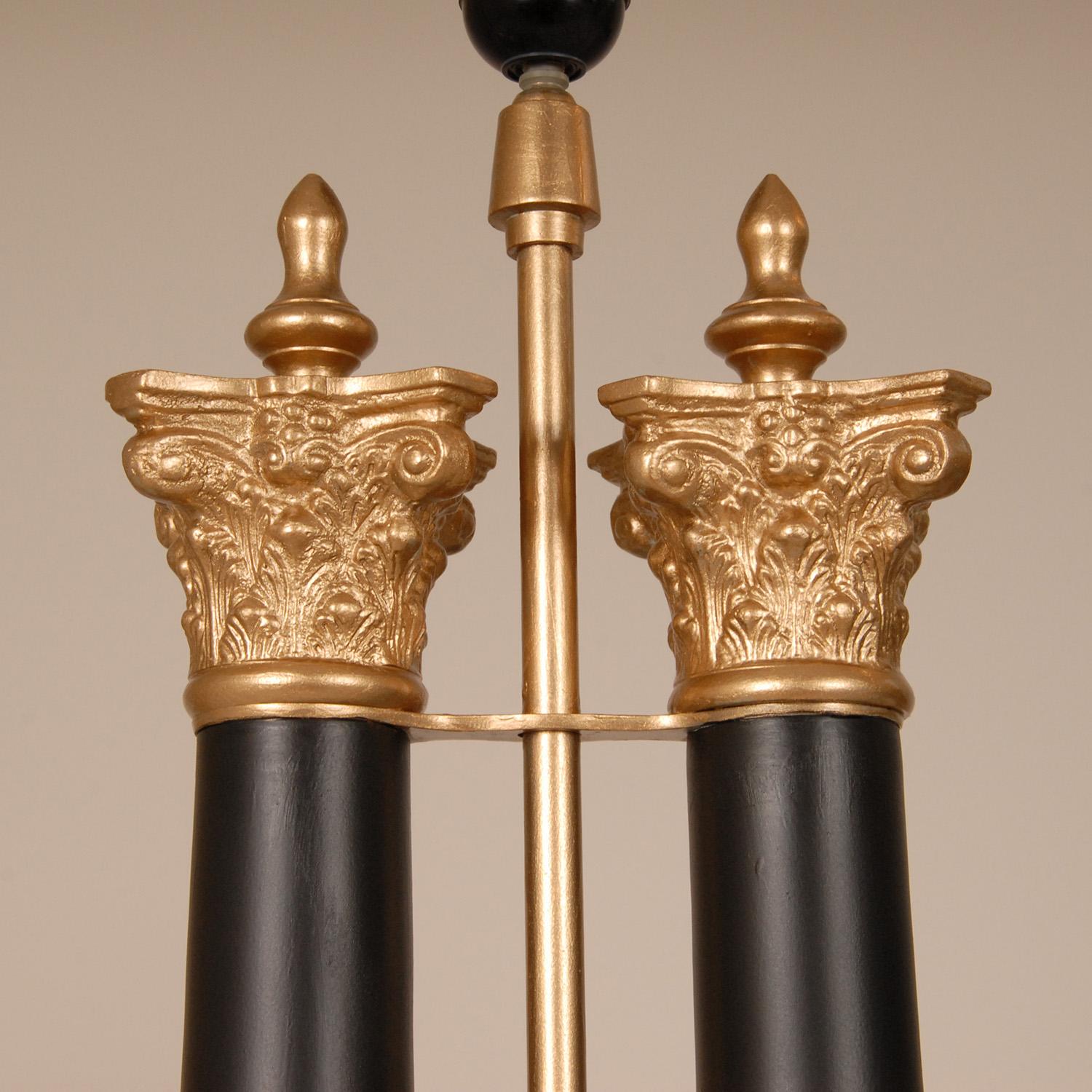 Vintage French Table Lamps Napoleonic Empire Lamps Black and Gold a Pair 3