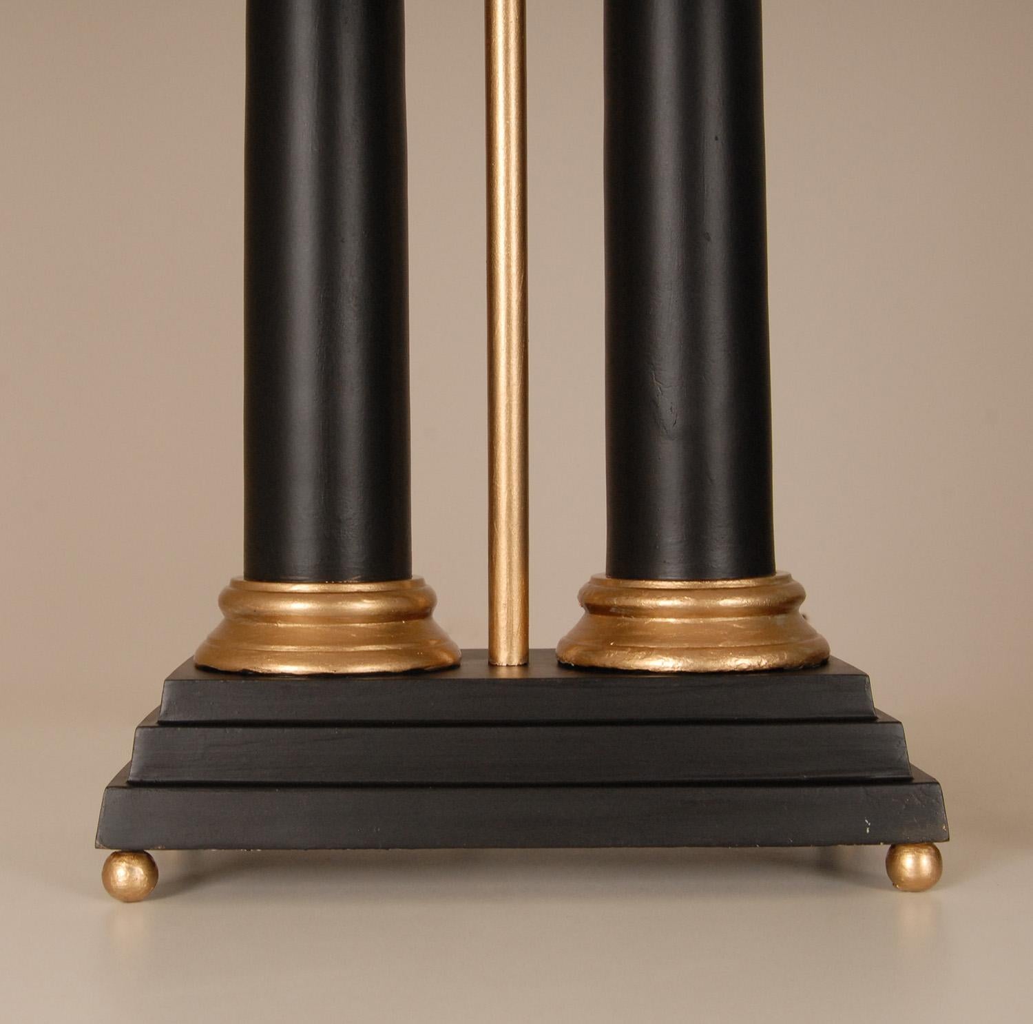 Vintage French Table Lamps Napoleonic Empire Lamps Black and Gold a Pair 4