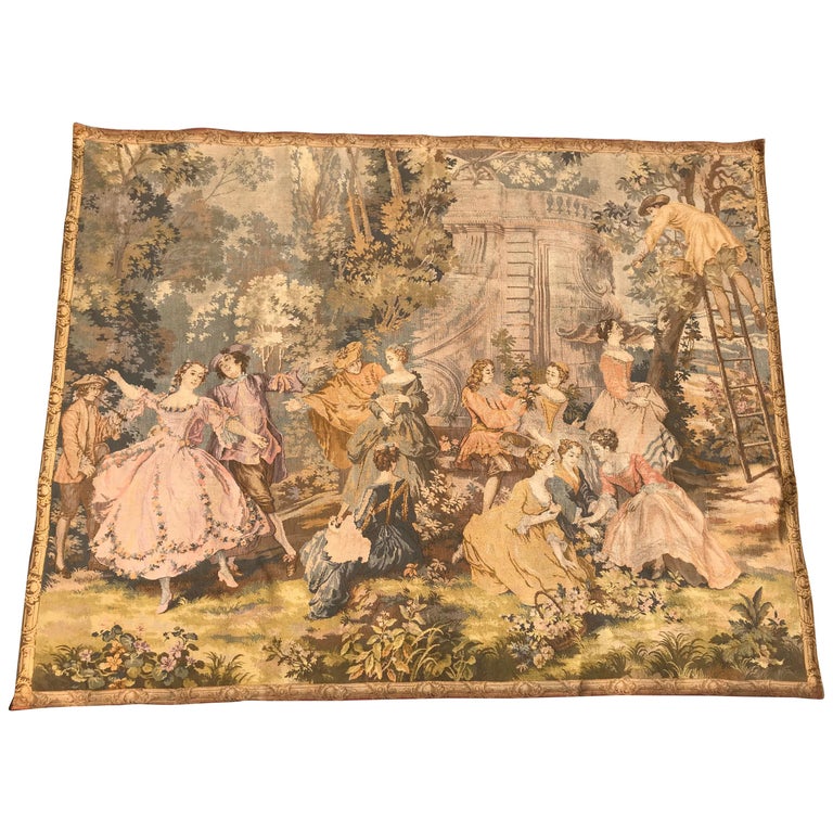 Vintage French Tapestry Aubusson Style For Sale at 1stdibs