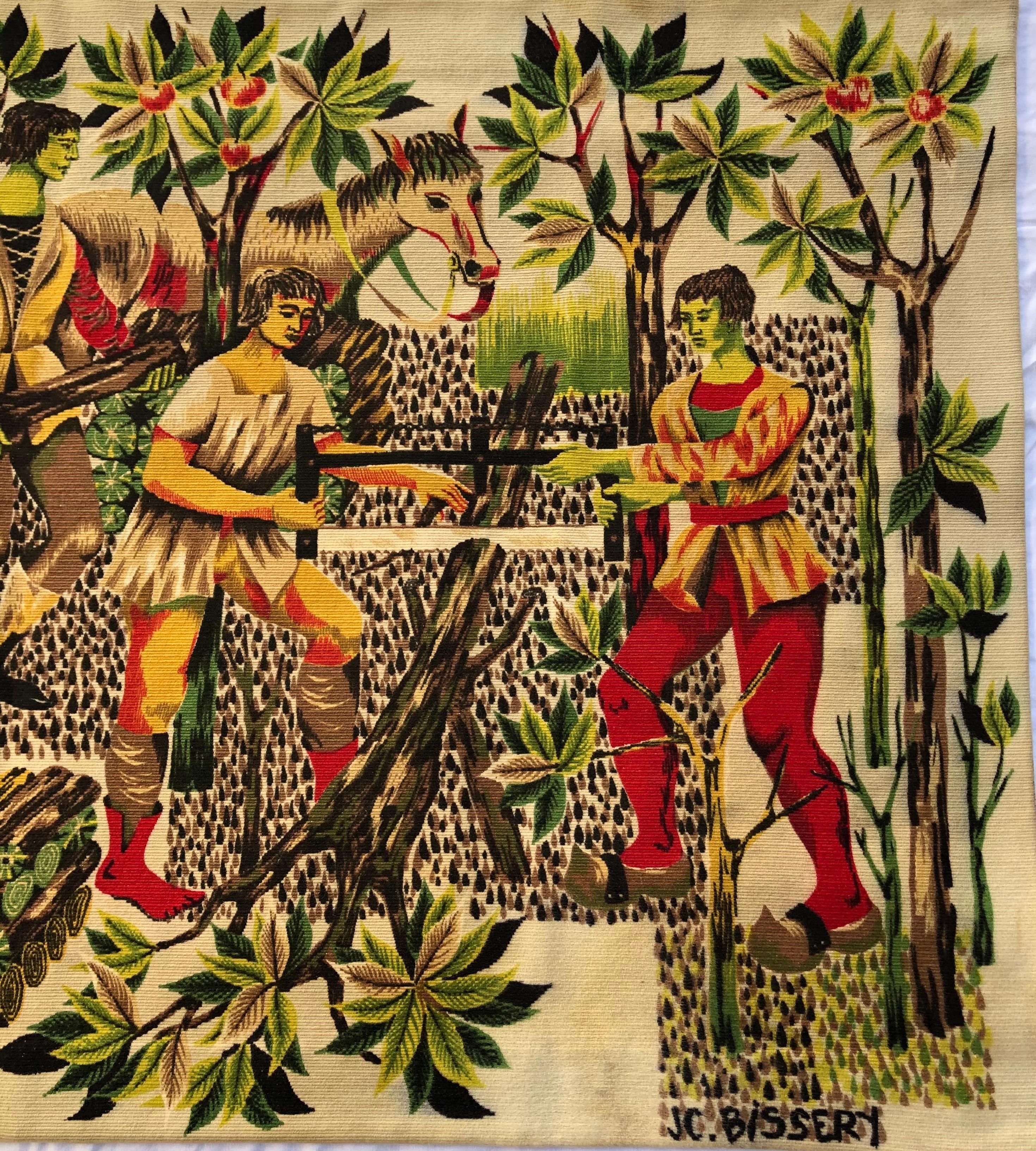Rare vintage French tapestry or wall hanging by Jean-Claude Bissery, circa 1960. Rare! Gorgeous Signed JC Bissery French Tapestry LARGE Limited Edition, 3/100

This tapestry is a wonderful statement piece for any modern, contemporary or midcentury