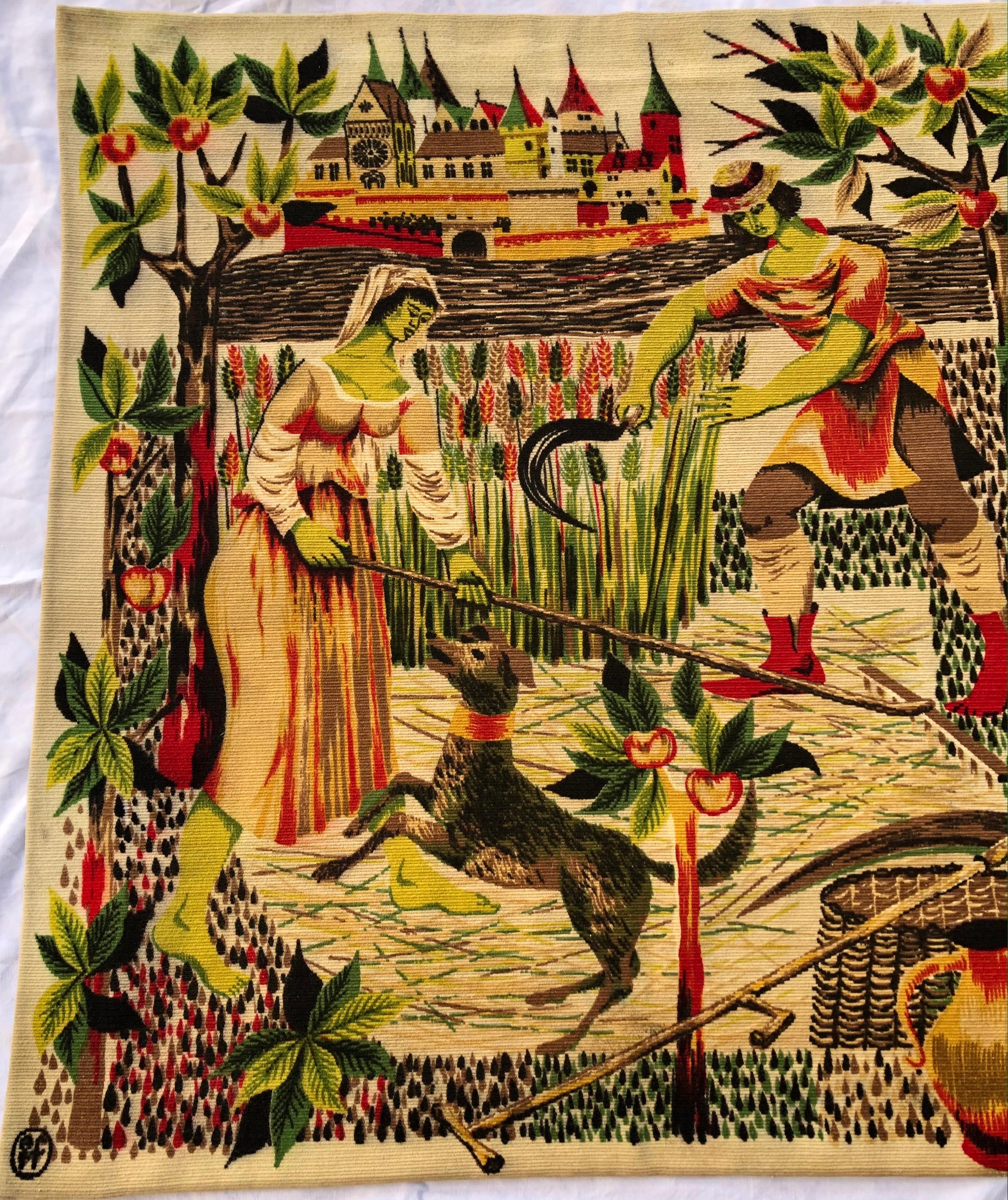 Machine-Made Vintage French Tapestry or Wall Hanging by Jean-Claude Bissery, Signed