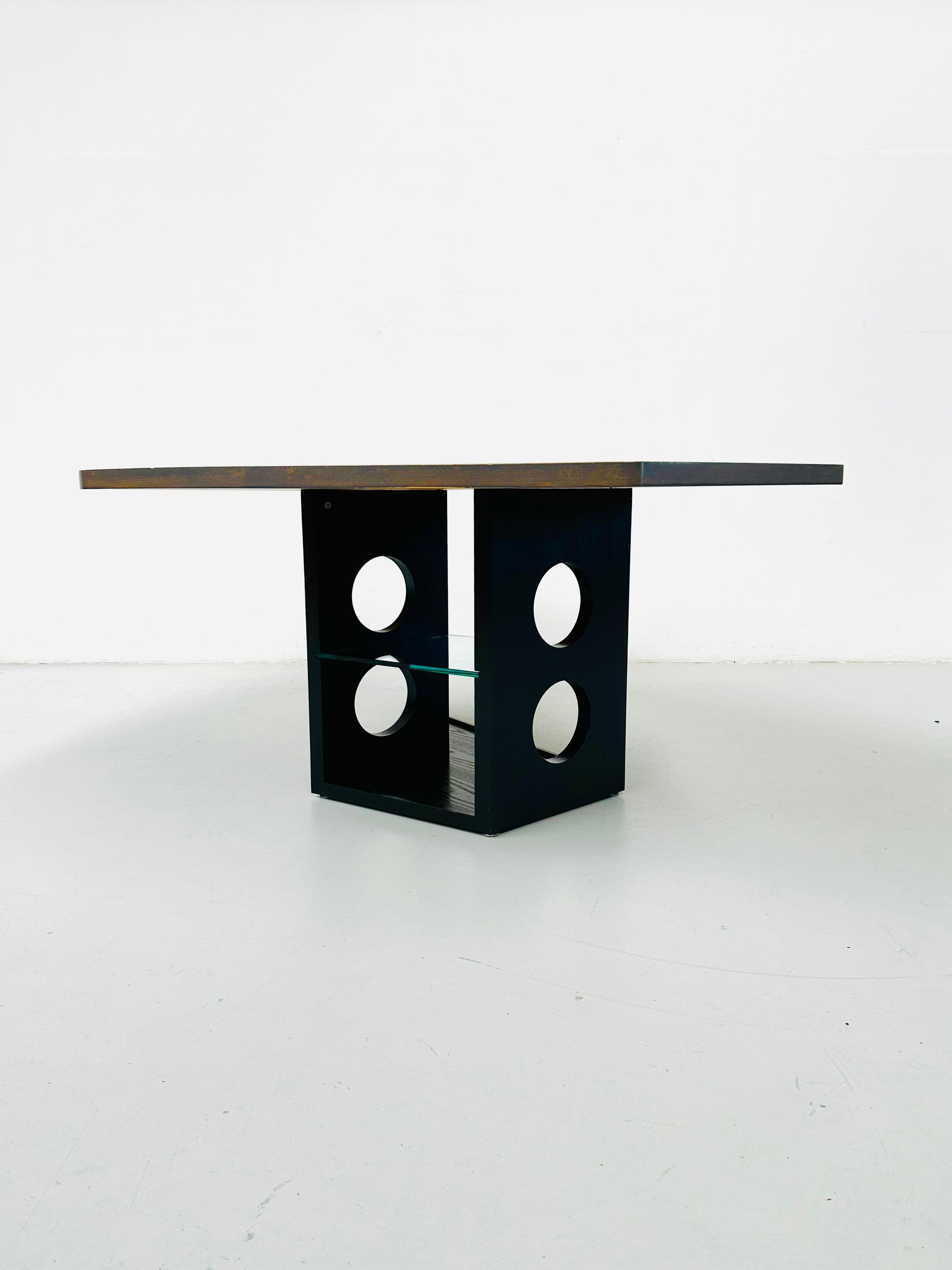 Veneer Vintage French Tecta M21 Desk / Table in Black and Silver By Jean Prouvé, 1980s. For Sale
