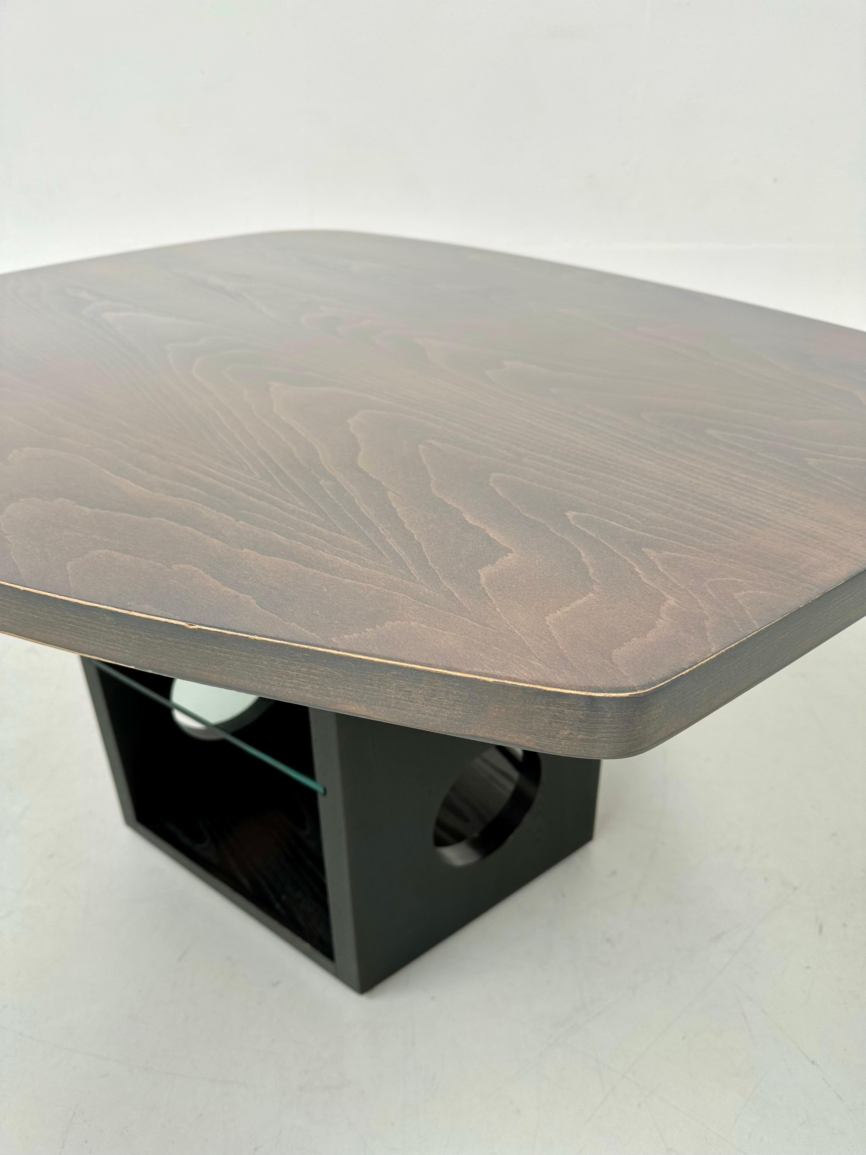 Glass Vintage French Tecta M21 Desk / Table in Black and Silver By Jean Prouvé, 1980s. For Sale