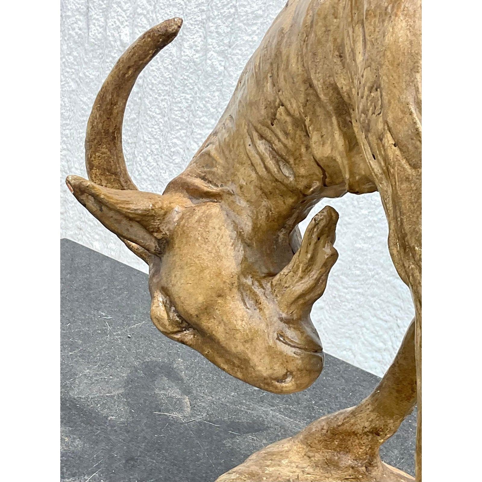 Hollywood Regency Vintage French Terra Cotta Goat Sculpture