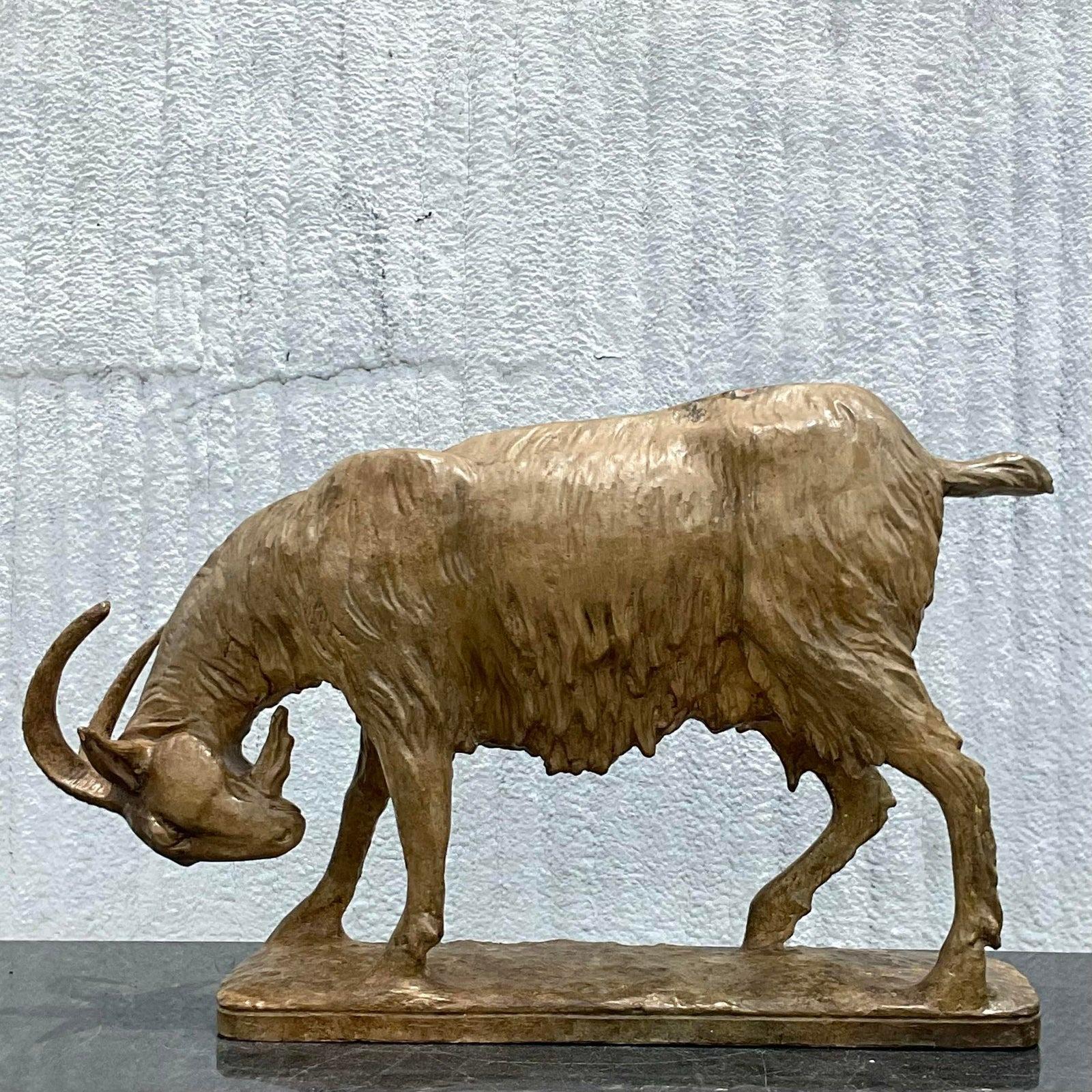 Terracotta Vintage French Terra Cotta Goat Sculpture