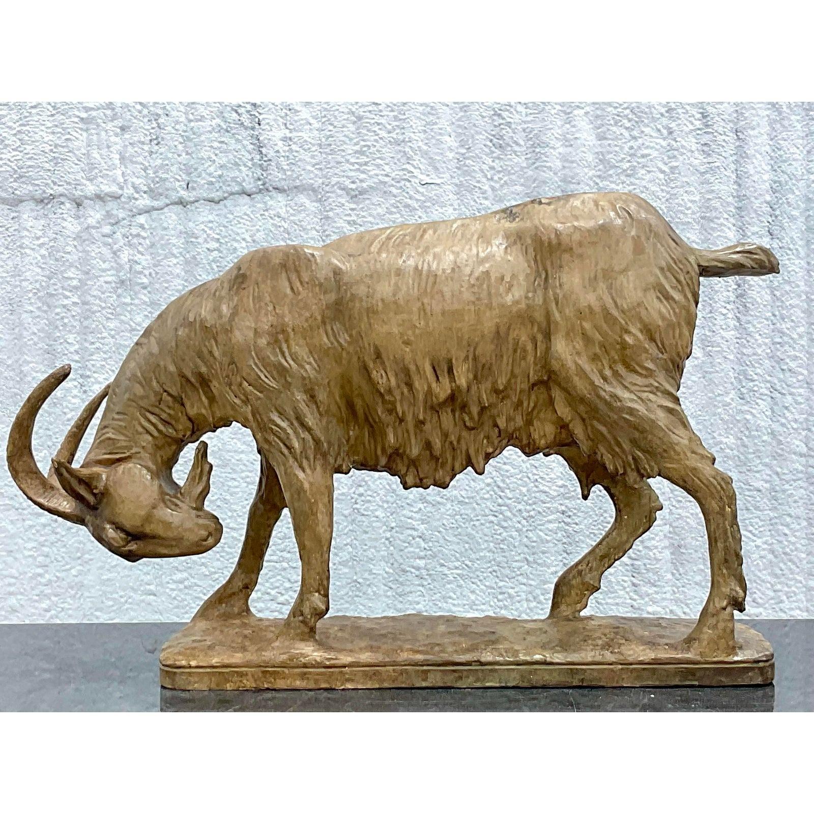 Vintage French Terra Cotta Goat Sculpture 1