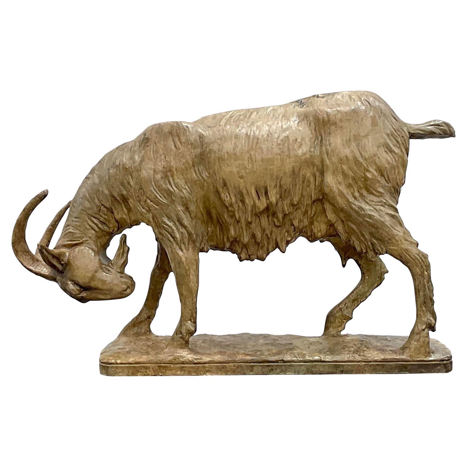 Vintage French Terra Cotta Goat Sculpture