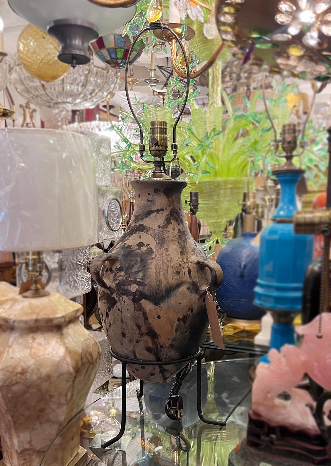 Vintage Französisch Terra Cotta Lampe im Angebot 2