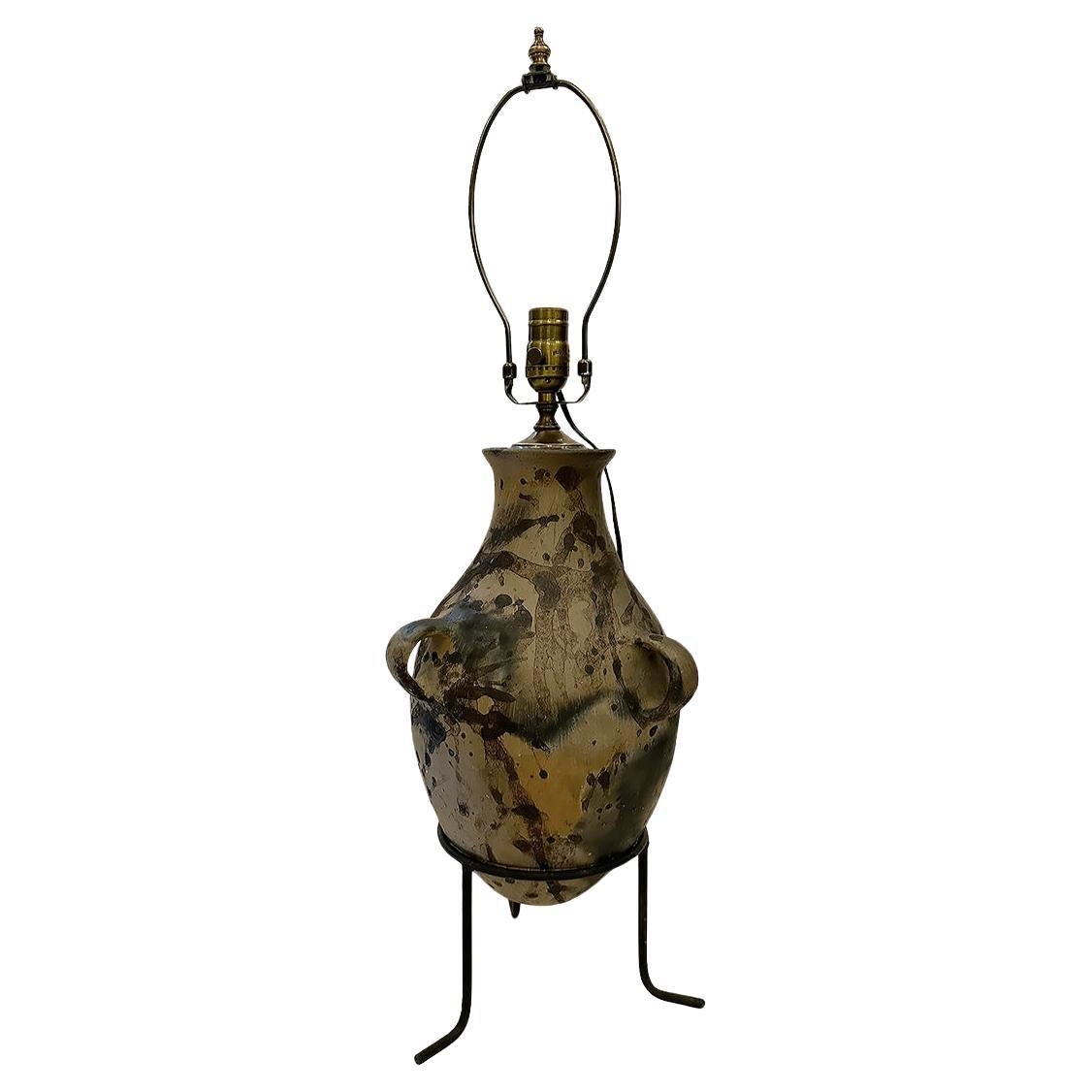 Vintage Französisch Terra Cotta Lampe im Angebot