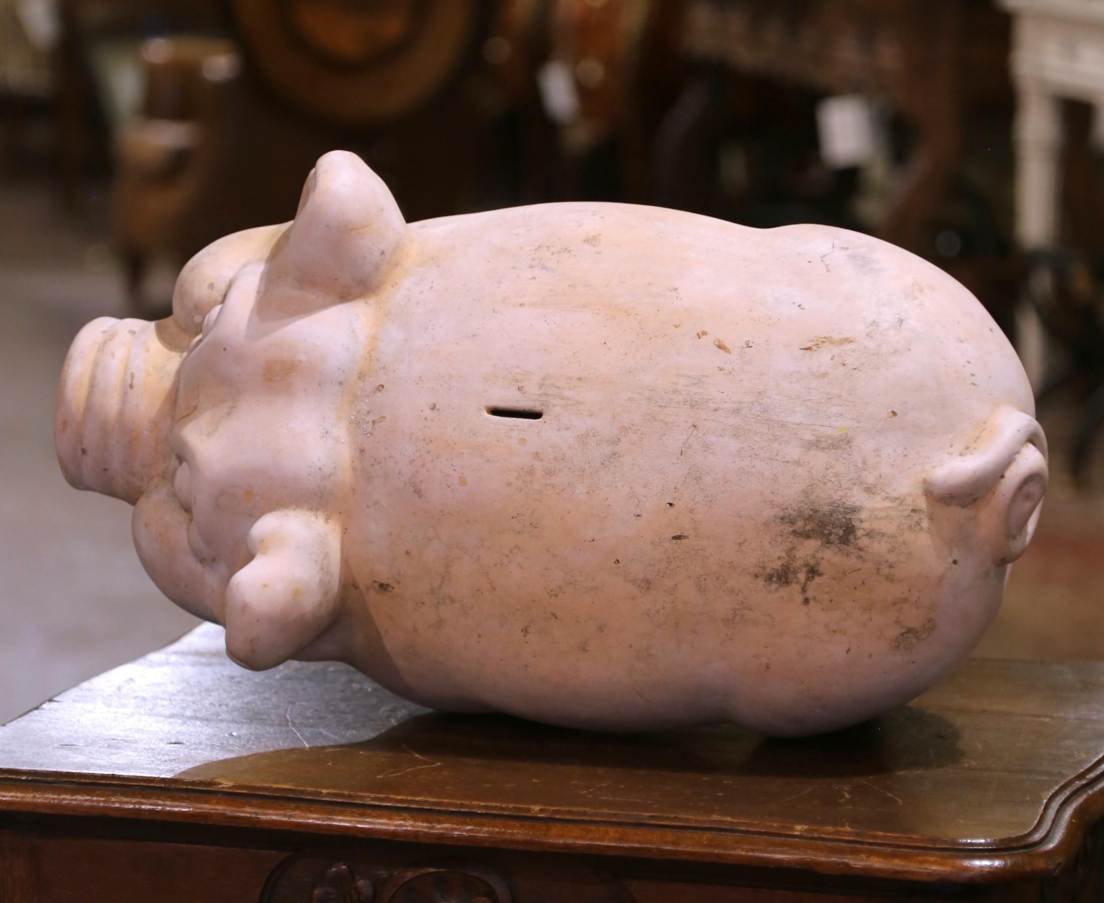Country Salvadanaio francese d'epoca in terracotta con finitura anticata, 20° secolo in vendita