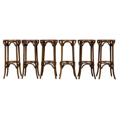 Vintage French Thonet Bentwood Barstools - Set of 6