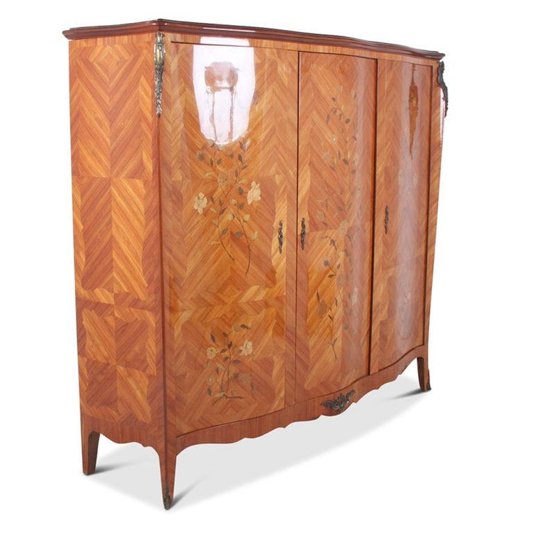 Vintage French ThreeDoor Marquetry Armoire at 1stDibs