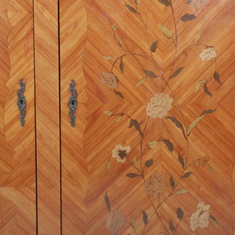 Vintage French Three-Door Marquetry Armoire In Good Condition In Vancouver, British Columbia