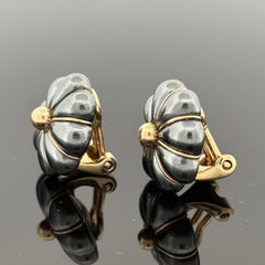 Vintage French Tiffany & Co Black Silver 18k Gold Earrings, Lucien Vachey