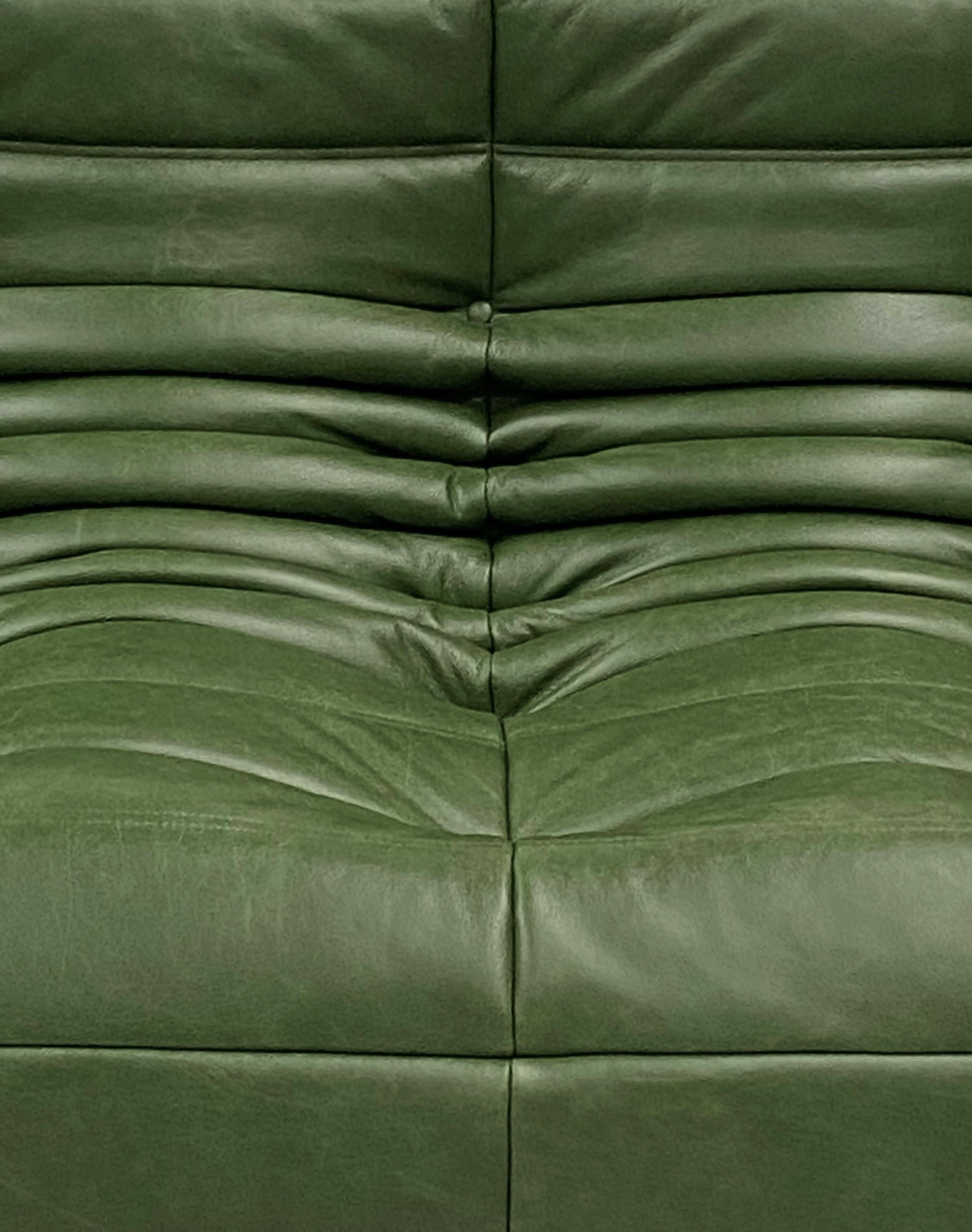 green leather togo sofa