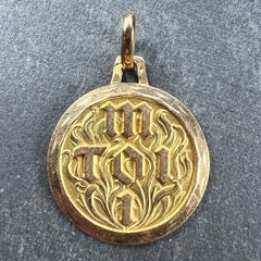 Vintage French Toi et Moi Flames of Love 18K Yellow Gold Charm Pendant