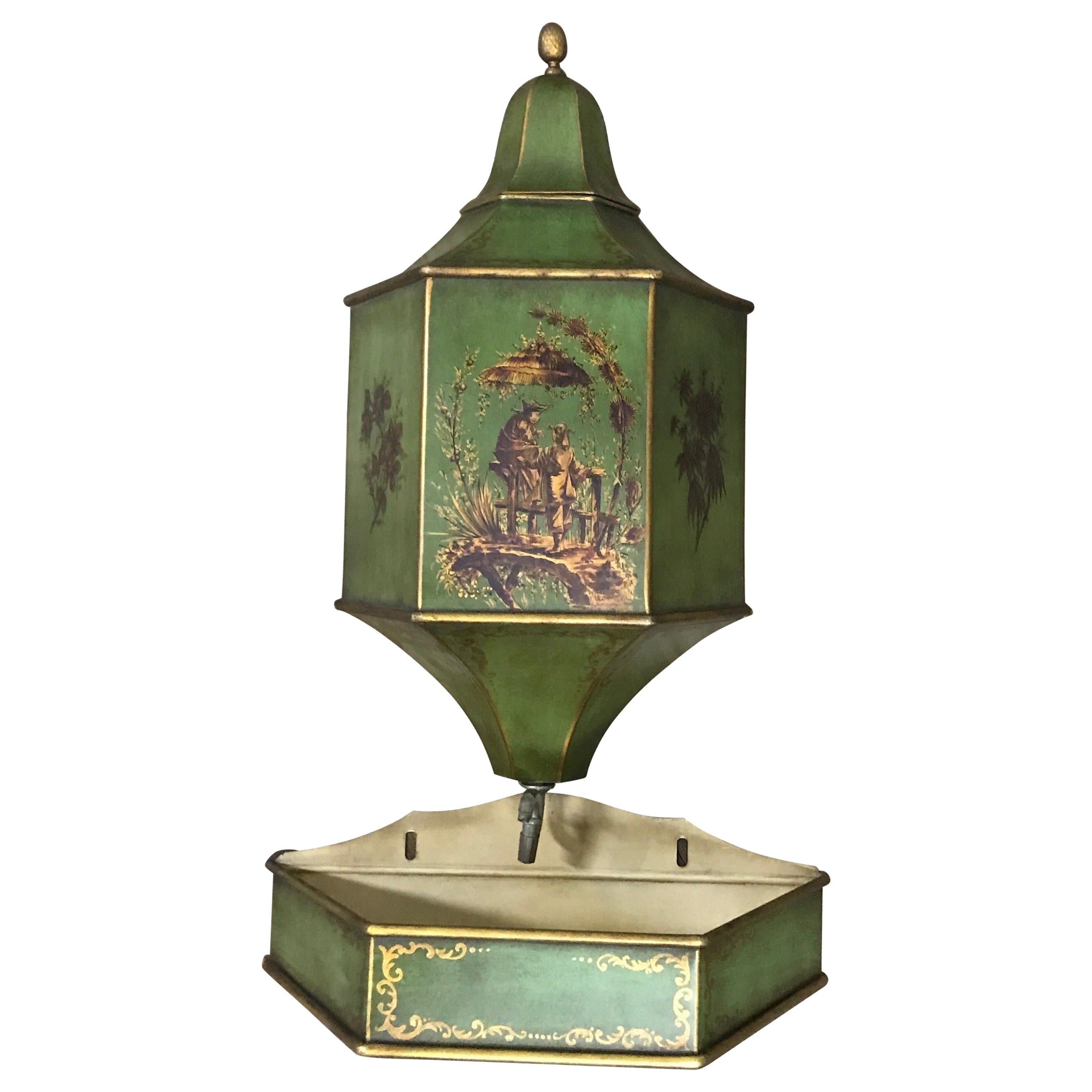 Vintage French Tole Chinoiserie Lavabo For Sale
