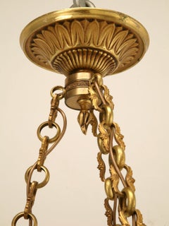 Vintage French Tole Empire Style Six Light Chandelier With Gilt Accents Rewired