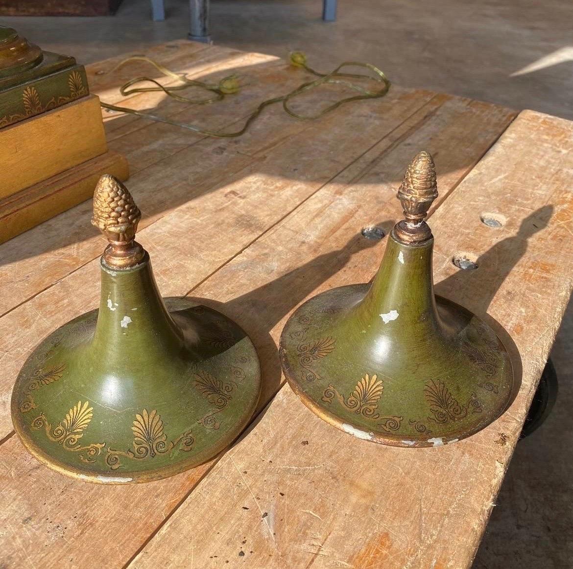 Vintage French Tole Hunting Urns Converted Into Table Lamps - a Pair 4