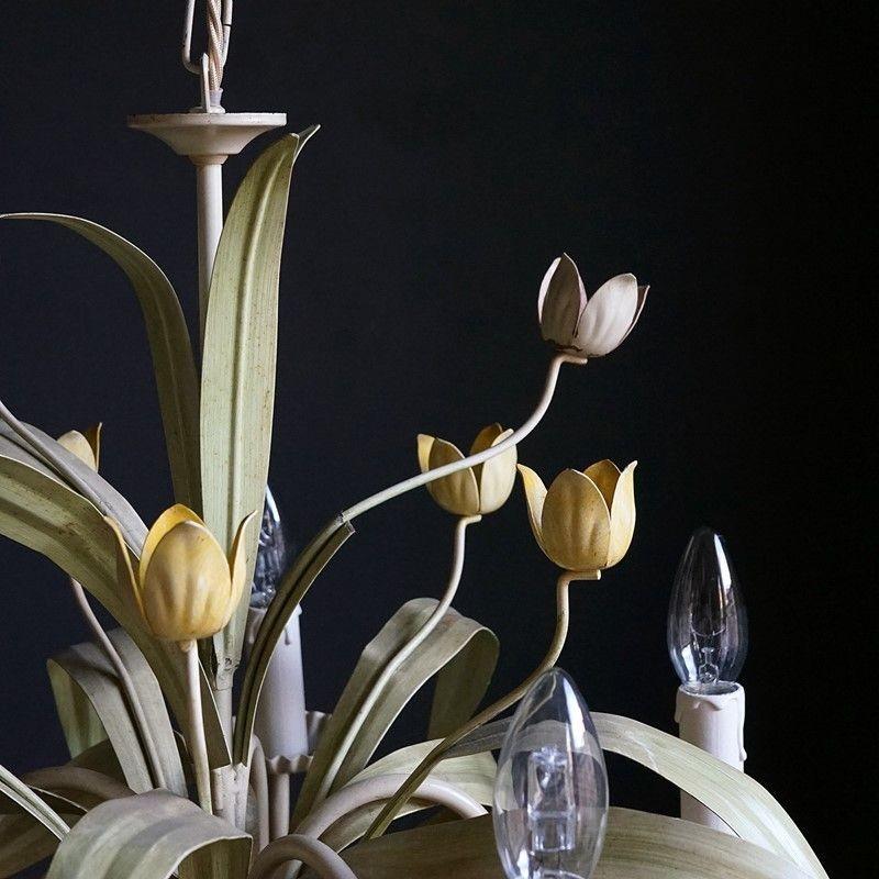 Vintage French Toleware Tulip Pendant Chandelier 3