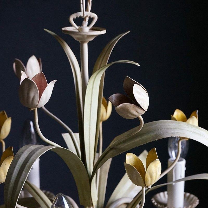 20th Century Vintage French Toleware Tulip Pendant Chandelier