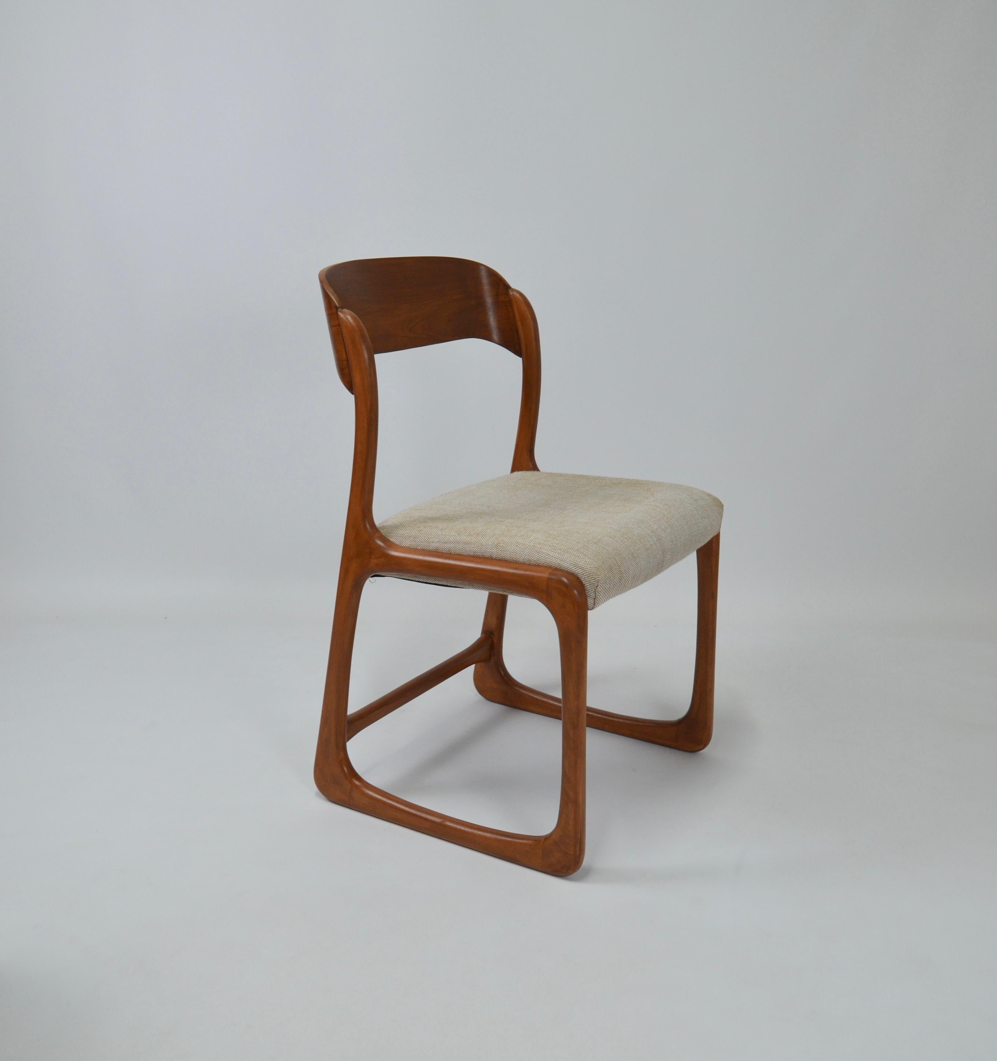 Mid-Century Modern Vintage French Traineau or Sleigh Dining Chairs, Baumann, France, 60s For Sale
