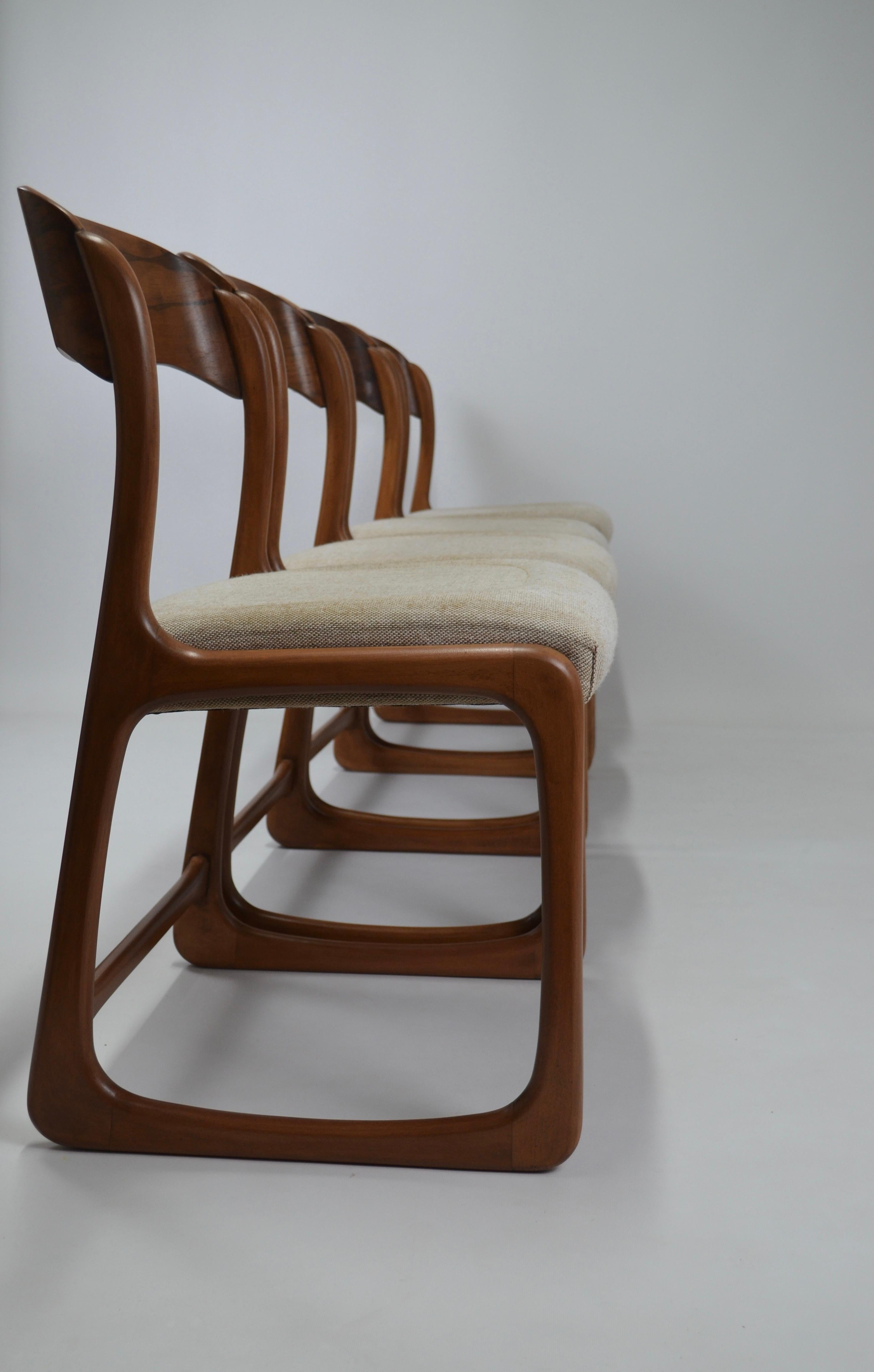 Wood Vintage French Traineau or Sleigh Dining Chairs, Baumann, France, 60s For Sale
