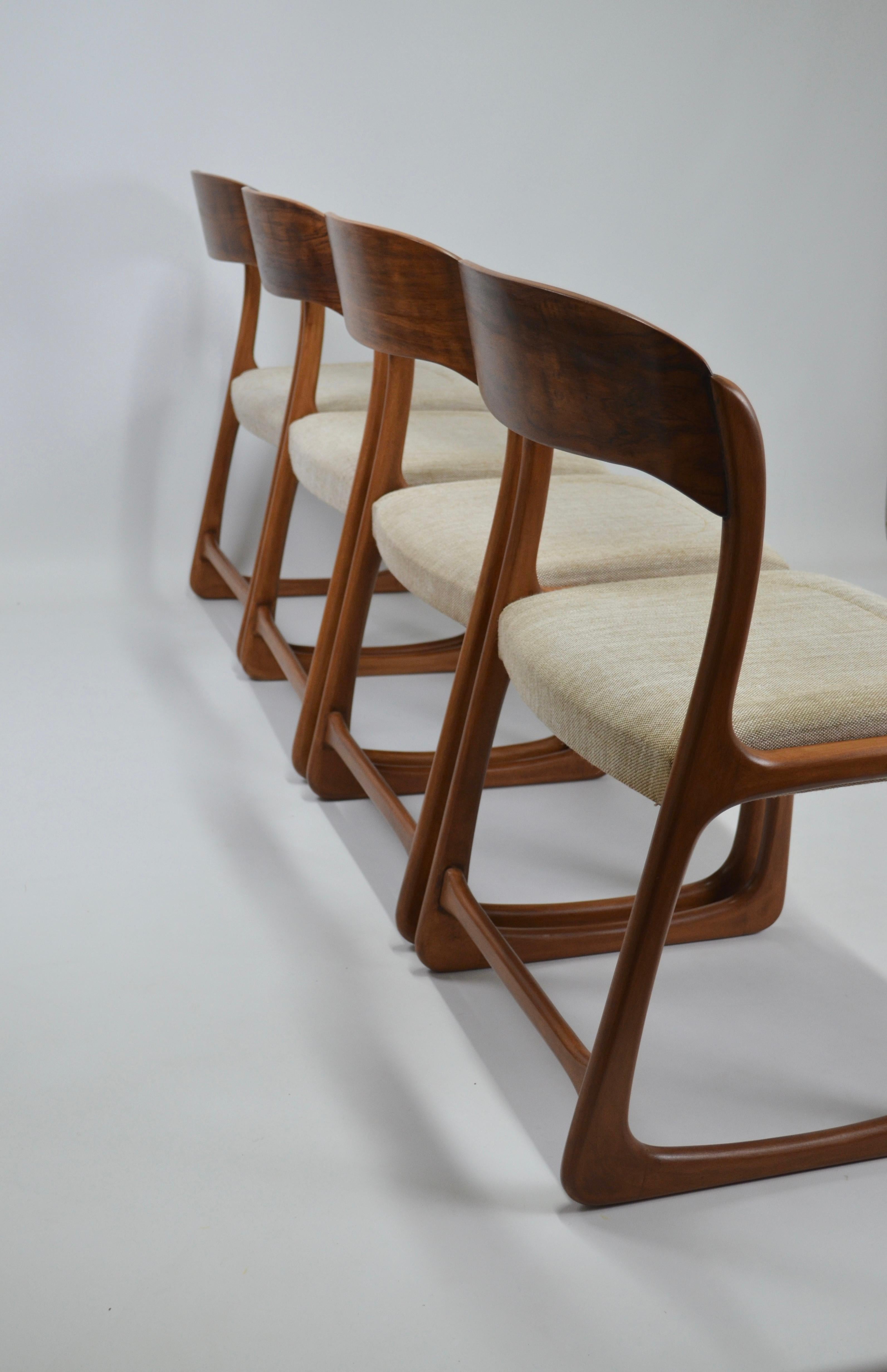 Mid-20th Century Vintage French Traineau or Sleigh Dining Chairs, Baumann, France, 60s For Sale