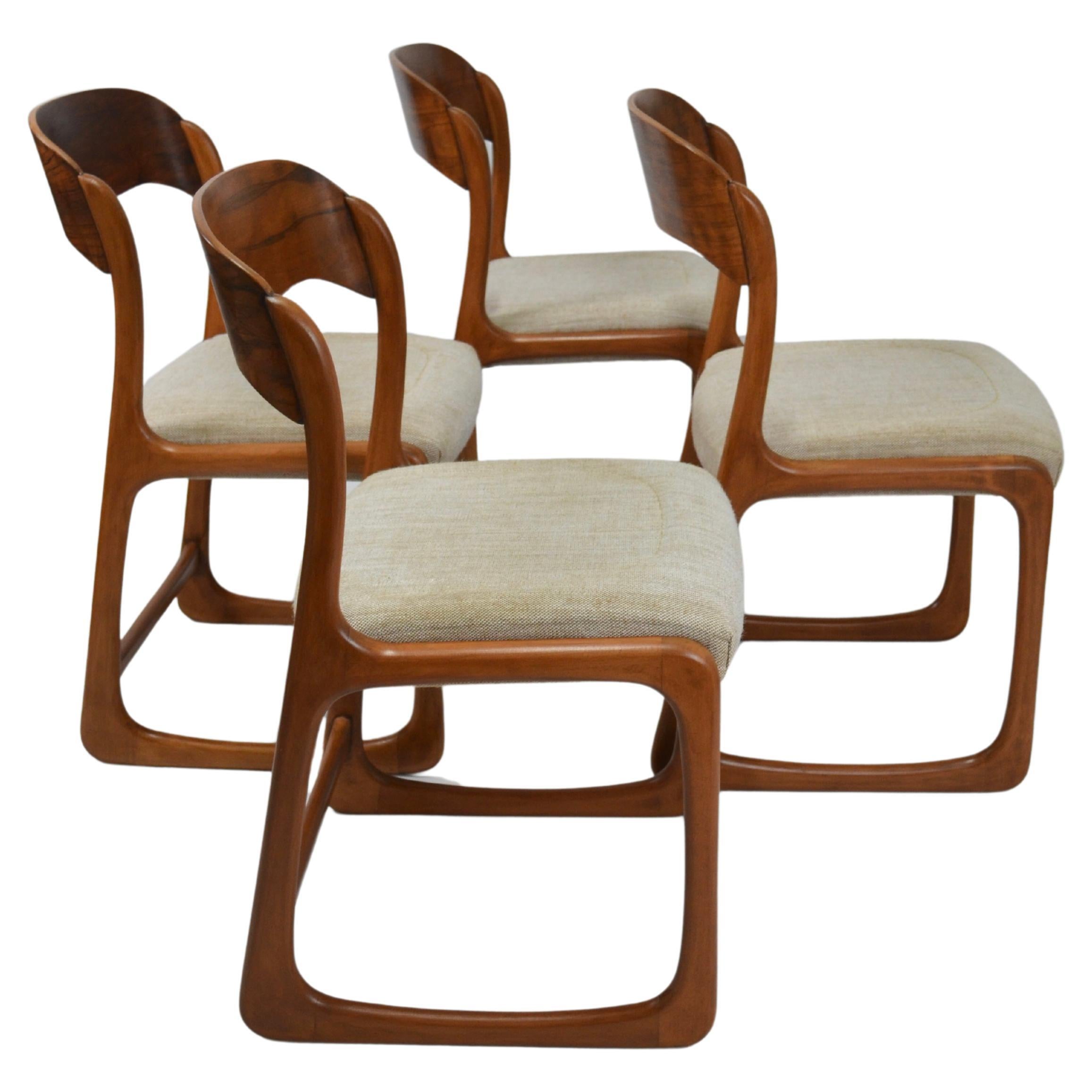 Vintage French Traineau or Sleigh Dining Chairs, Baumann, France, 60s For Sale