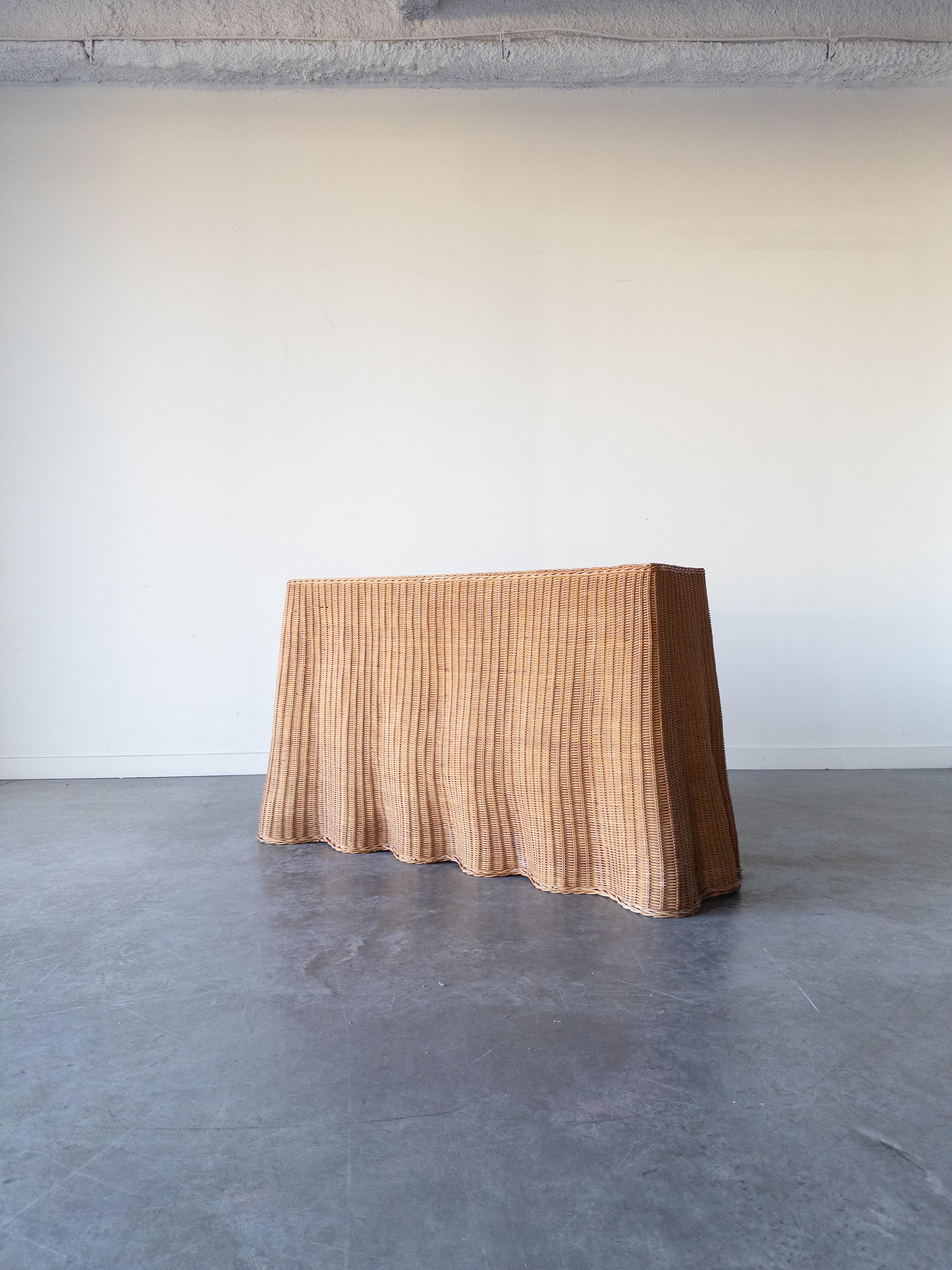 Post-Modern Vintage French Trompe L'oeil Draped Console