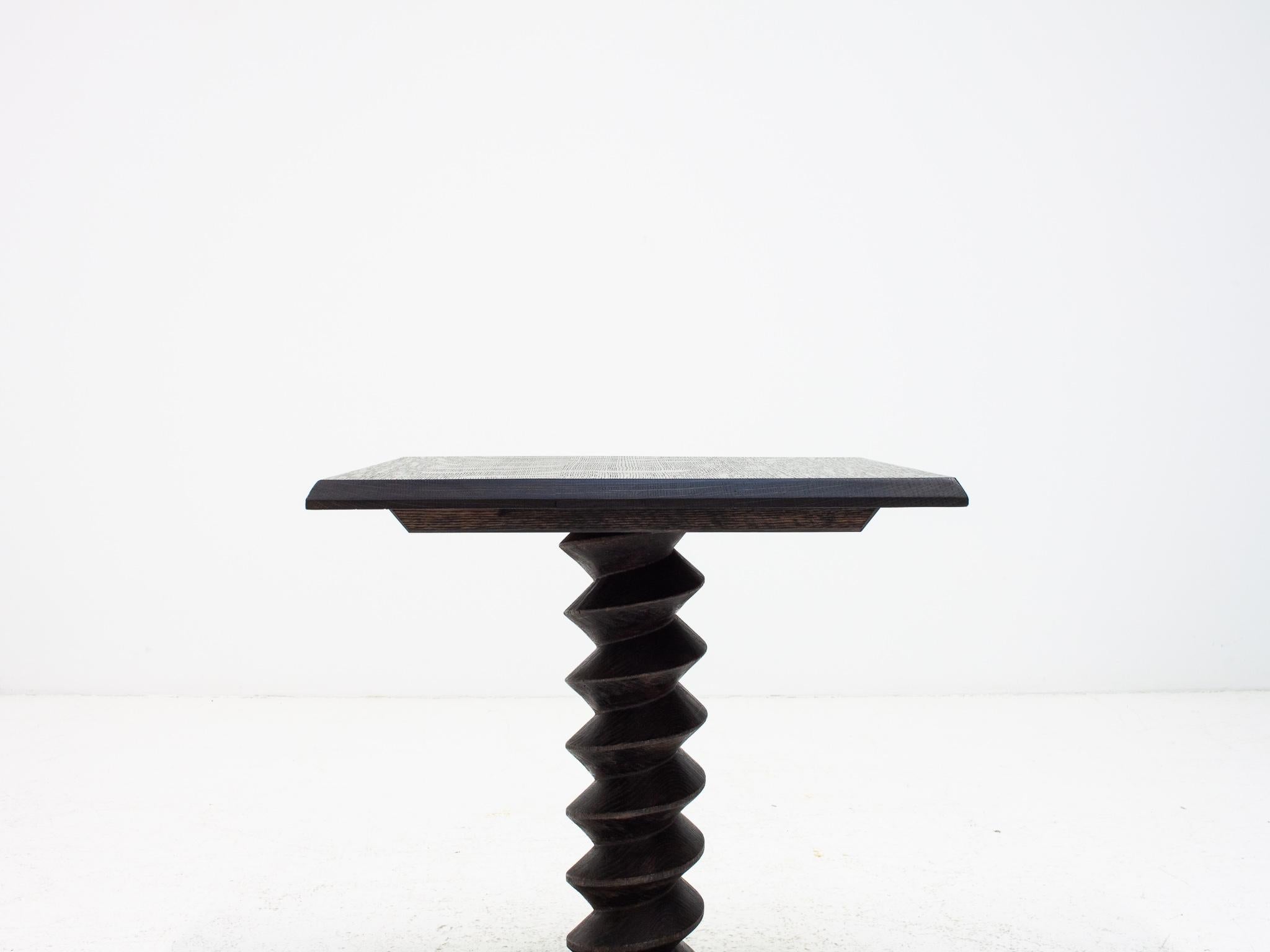 Vintage French Turned Column Pedestal Table, Reminiscent of Charles Dudouyt For Sale 6