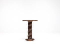 Guéridon à colonne tournée français vintage, rappelant Charles Dudouyt