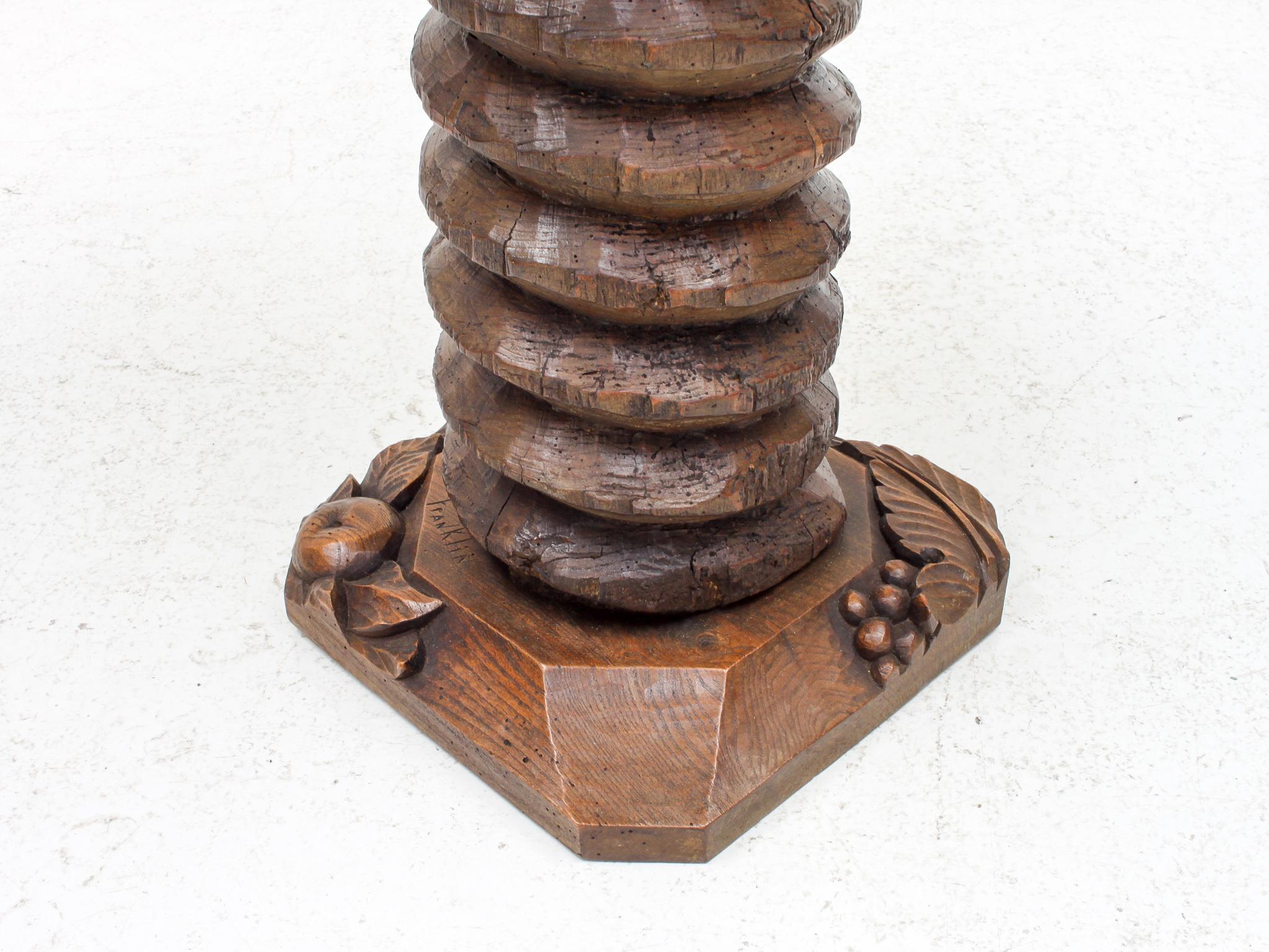 Vintage French Turned Column Pedestal Table, Reminiscent of Charles Dudouyt In Good Condition For Sale In London Road, Baldock, Hertfordshire