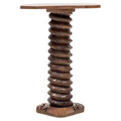 Retro French Turned Column Pedestal Table, Reminiscent of Charles Dudouyt