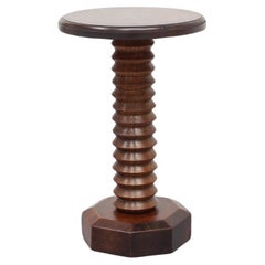 Vintage French Turned Column Pedestal Table, Reminiscent of Charles Dudouyt