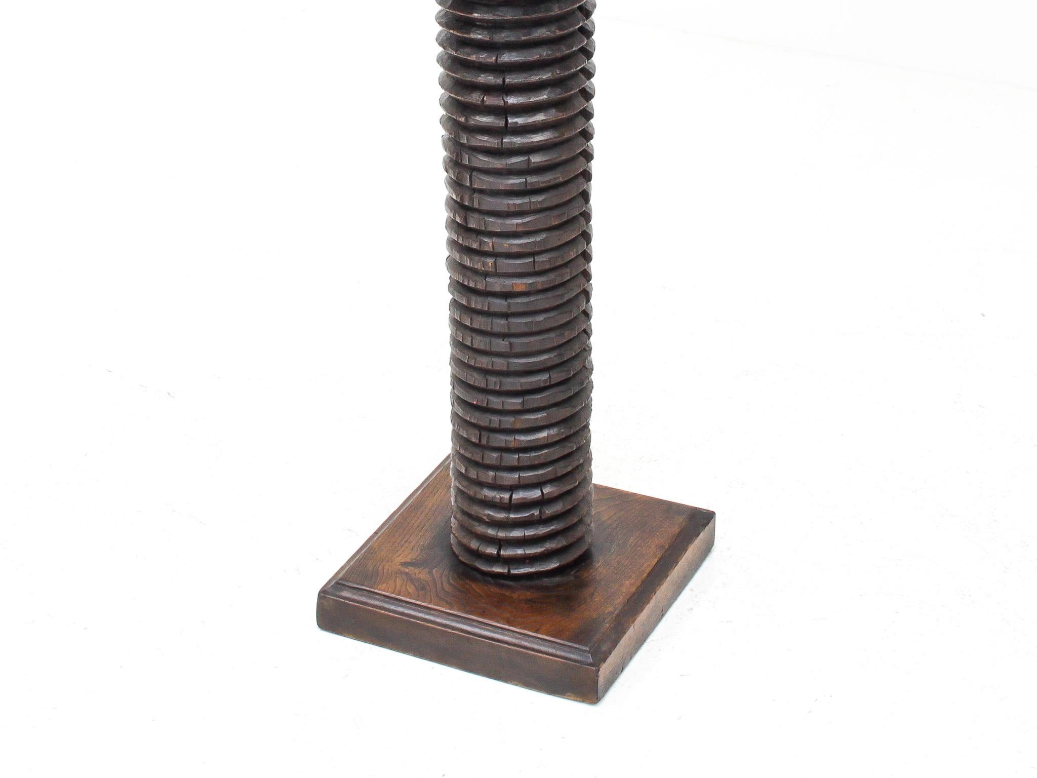 Vintage French Turned Column Screw Plinth, Reminiscent of Charles Dudouyt 3