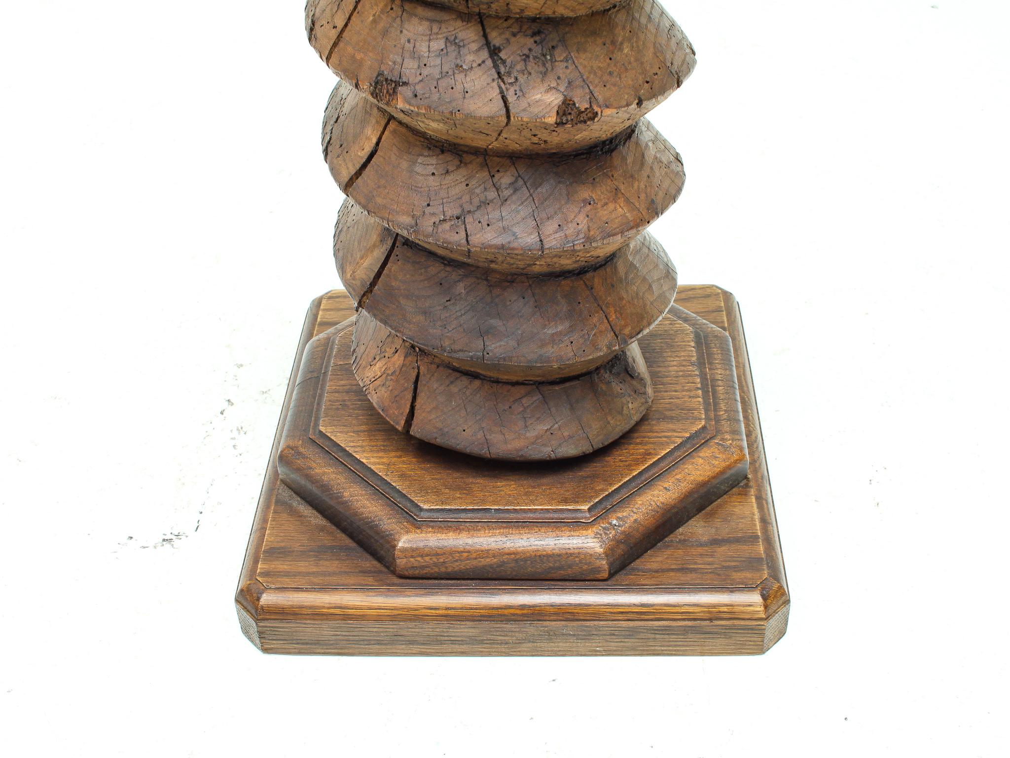 Vintage French Turned Column Screw Plinth, Reminiscent of Charles Dudouyt For Sale 5