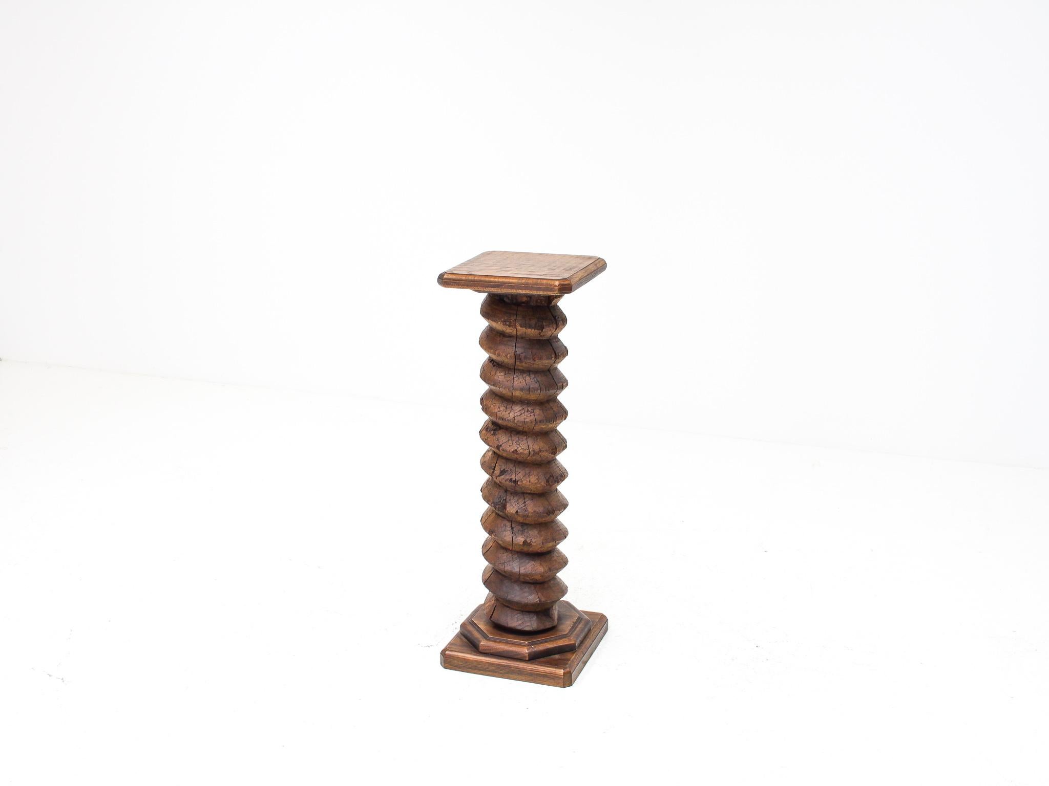 20th Century Vintage French Turned Column Screw Plinth, Reminiscent of Charles Dudouyt For Sale
