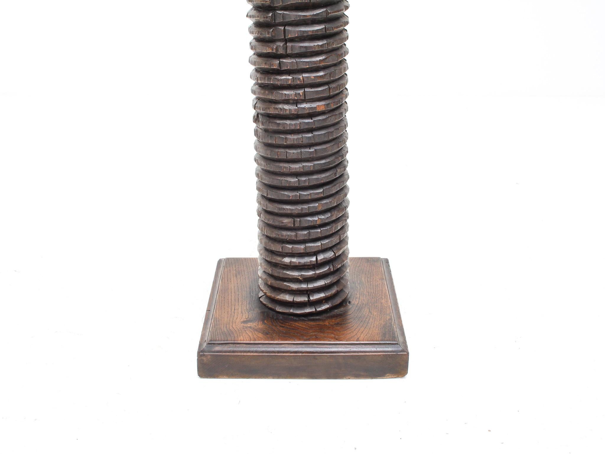 Vintage French Turned Column Screw Plinth, Reminiscent of Charles Dudouyt In Good Condition In London Road, Baldock, Hertfordshire