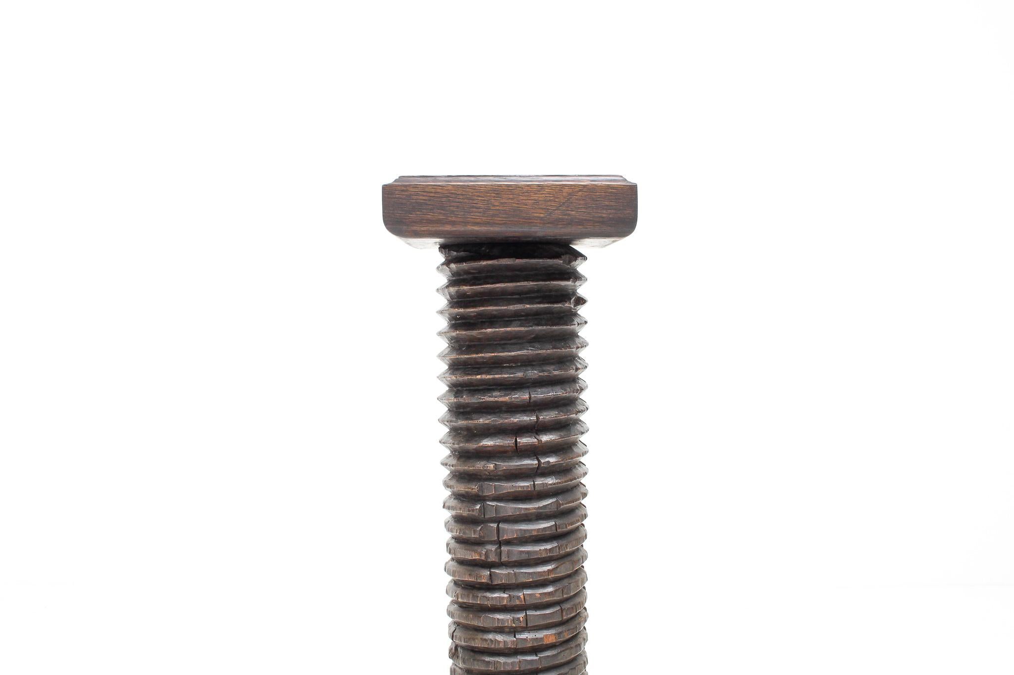 20th Century Vintage French Turned Column Screw Plinth, Reminiscent of Charles Dudouyt